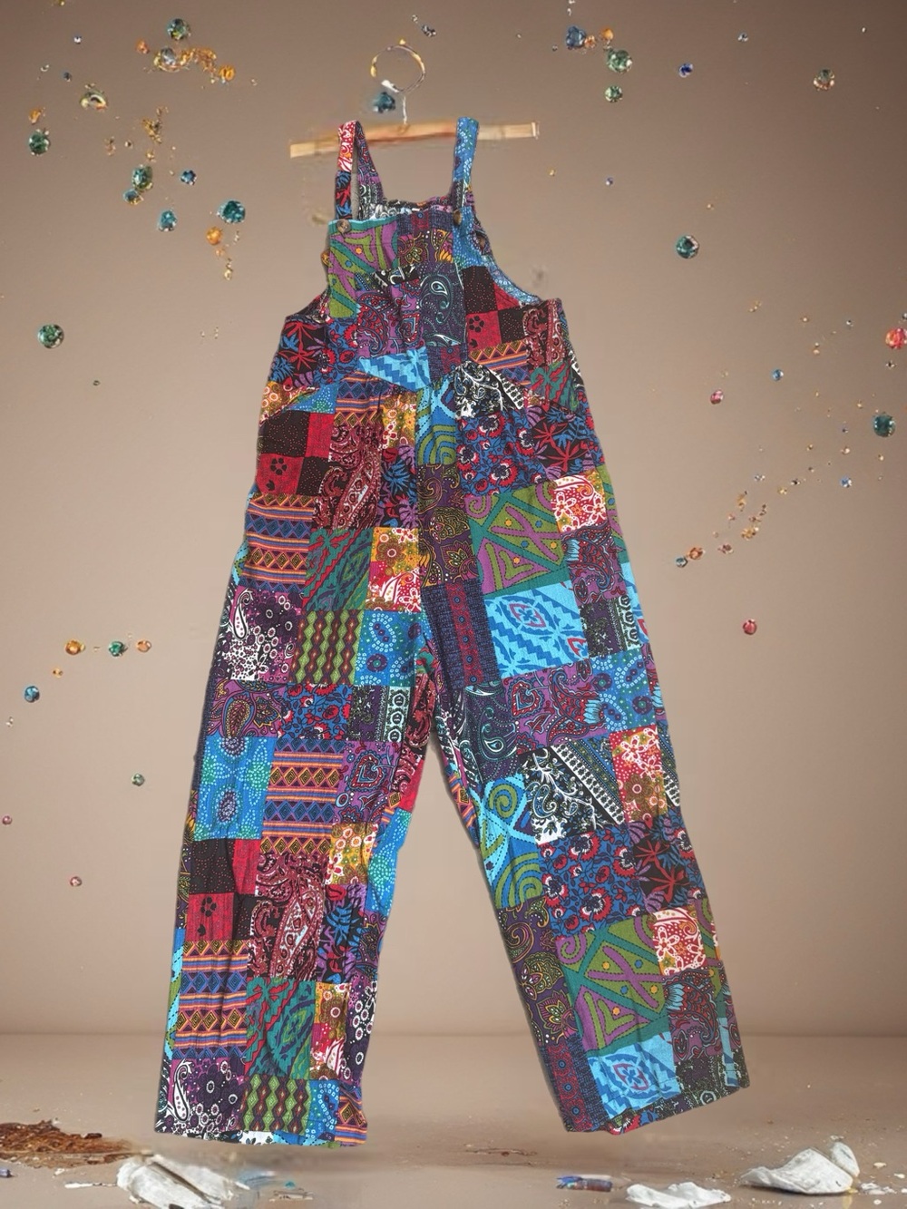 Patchwork Strappy Multicolor Jumpsuit - Picture 1 of 2